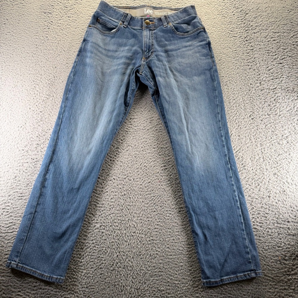 Lee Jeans Mens 32x32 Blue Cotton Denim Straight Tapered Outdoor Workwear Faded